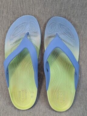 Crocs Kadee II Flip Flop Sandals Women's 7 Blue Green